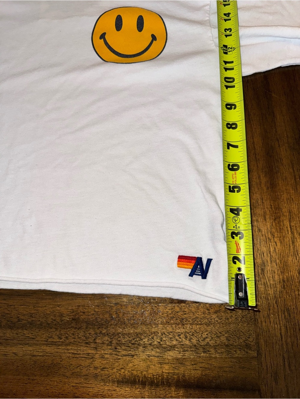 Aviator Nation smiley crew White Tee with Yellow Smiley Patch - Picture 6 of 6